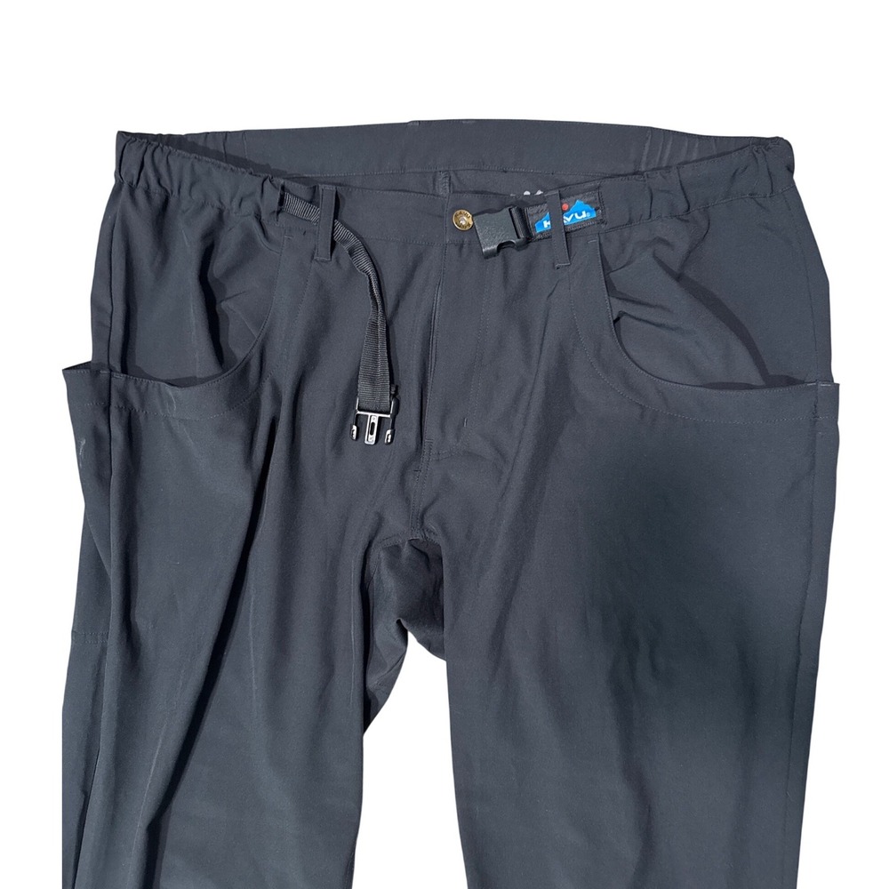 KAVU Mens XXL Black Hiking Pants Built-in Belt Stretch Outdoor Techwear Trousers - Picture 2 of 7
